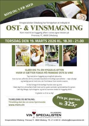OST- & VINSMAGNING TORSDAG DEN 19. MARTS 2026 KL. 18.30 - 21.00