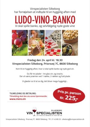 LUDO-VINO-BANKO, FREDAG D. 24 APRIL KL. 18.30